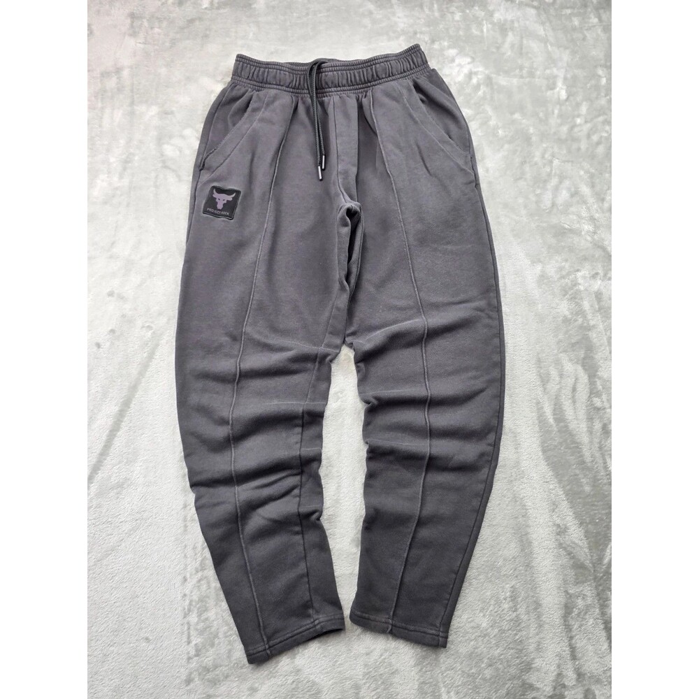 Under Armour Project Rock Fleece Pants Men's Black Tapered Joggers Sweats Sz M